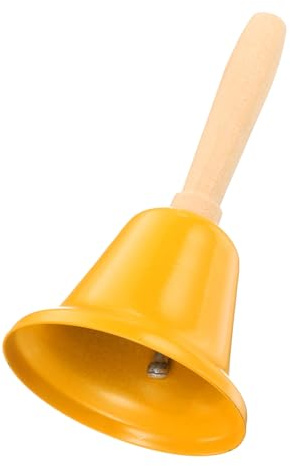 QUARKZMAN Kleine Handglocke, Hoch:11.6cm Service Tischglocke Rezeptionsklingel für Abendessen am Empfang, Hotelservice, Meditationsgebet - Gelb