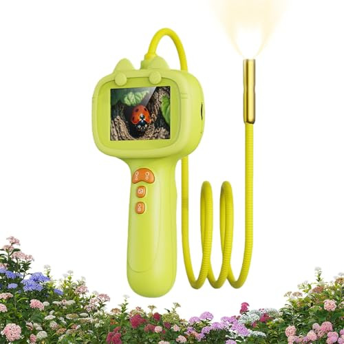 Portable Inspection Gadget - ABS Green 17CM Electronic Macro Magnifier Rechargeable Type C | Biology Learning Course Garden Adventure Camping Activity Observation Tool