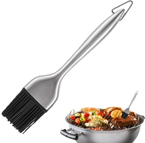 Pincel de Repostería | Herramienta Extra Larga Resistente al Calor para Untar,Brochas De Repostería Con Mango Acero Inoxidable Extra Largo Y Cabeza Desmontable Para Barnizar,Para Cocina Y Barbacoa