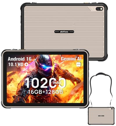 Ulefone Rugking Pad 2 Pro Tablet rugged Android 16, 10200mAh eSIM 16+128 GB/2TB Tablet,10.1pollici 8+48 MP 90Hz IP68/IP69K,Tablets Robusto Dual SIM 4G/2.4G/5G WiFi/GPS/NFC/OTG, grigio
