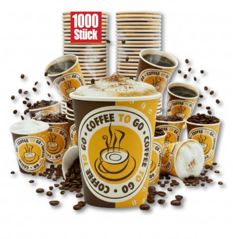 LudwigLacke Kaffeebecher To Go & Pappbecher [1000 STÜCK] Einweg Kaffeebecher für Kaffee, Tee & Heißgetränke [200 ML] Ideal für Gastronomie, Büro, Events & Take Away