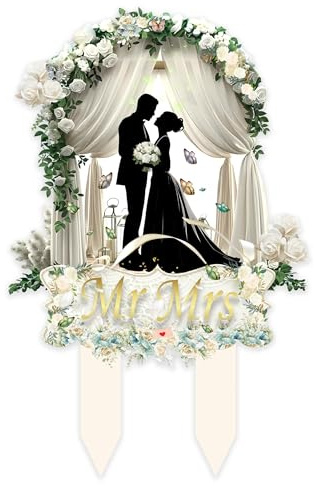DIELOVEHUA Decoración para Tartas de Boda, Mr & Mrs Cake Topper, Decoración de Pastel de Acrílico, para Bodas, Compromiso, Aniversario, San Valentín (A)