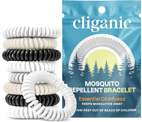 Cliganic 40 Pack Mosquito Repellent Bracelets for Adults & Kids (Neutral Colors) - Natural DEET-Free Bands, Individually Wrapped