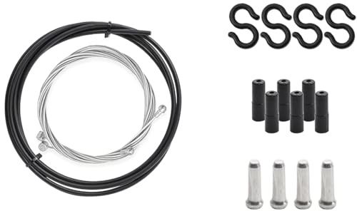 Fahrrad Bremszug Set Universal Bowdenzug Fahrrad Bremskabel Kit mit 2.5m Schaltzughülle, 4 Innenzüge für Vorderradbremse und Hinterradbremse, Endkappen, S-Haken, V-Brake Führungshülse für MTB Rennrad