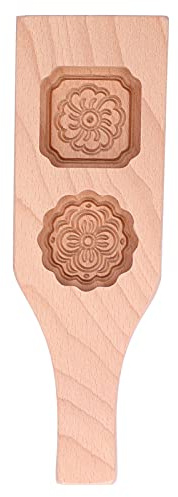 Cocoarm Molde para Pastel de Luna, Molde para Hornear de Madera, Herramienta para para Pastel de Luna, 2 Orificios con Patrones de Flores, Fácil Liberación y Limpieza, para Hornear en Casa, Pasteles