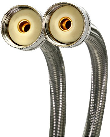 Fluidmaster 9WM60P2 Washing Machine Connector 2-Pack, Braided Stainless Steel - 3/4 Hose Fitting x 3/4 Hose Fitting, 60-Inch Length