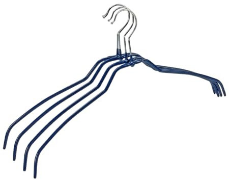 WENKO Gruccia Slim 42 - set 4 appendini, con rivestimento antiscivolo, metallo, plastica, Metallo cromato, 41 x 21.5 x 0.5 cm, Argento lucido