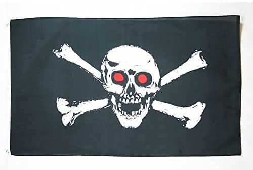 AZ FLAG - Flagge Pirat Rote Augen - 150x90 cm - Piraten Totenkopf Fahne 100% Polyester mit Messing-Ösen - 110g