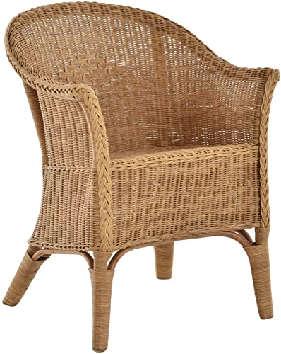 Rattan-Sessel Natur/Esszimmersessel Korb-Sessel/Rattanmöbel Rattansessel Rattanstuhl mit Armlehnen Lounge Flechtsessel (Honig-Dunkel)
