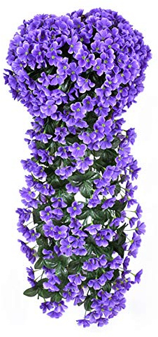 RemeeHi Artificial Flower Wisteria Basket Hanging Flowers Violet Simulation Vine Wedding Home Decoration 5petals Purple
