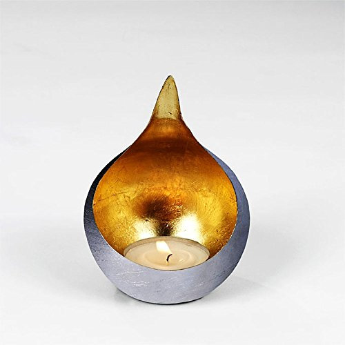 Caldera vindlampa järn liten borstad/guld H 15 cm