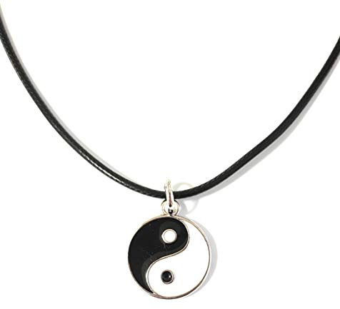 Pendentif Yin Yang avec chaîne en cuir, Cuir