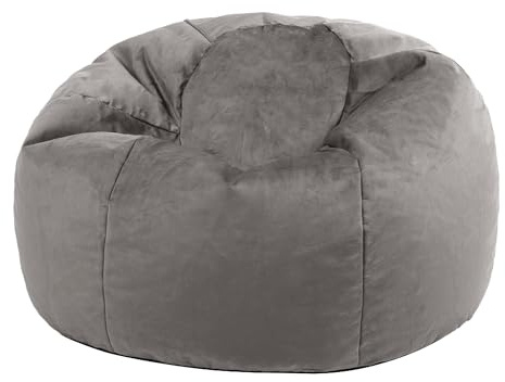 icon Kingston Velvet Bean Bag, Charcoal Grey, Large Adult Bean Bag Chair with Filling Included, Accent Chair, Living Room, Living Room Furniture, Bedroom Furniture