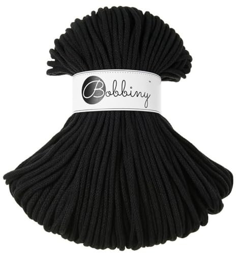 Bobbiny Makramee-Flechtkordel, 5 mm, 100 m, Schwarz