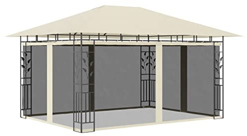 vidaXL Pavillon mit Moskitonetz 4x3x2,73 m Creme 180 g/m²