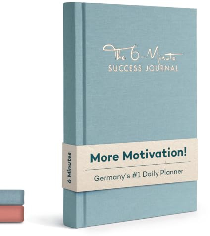 The 6-Minute Success Journal | Daily Planner, Organiser | Achieve Your Goals with more Motivation, Mindfulness & Focus | Premium Quality, A5, Undated (Sky Blue)