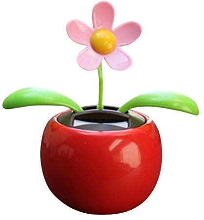 Benoon Decorazione di Fiori Danzanti Solari, Decorazioni per La Casa in Stile Auto Giocattolo con Fiori Animati Oscillanti Ad Energia Solare Rosso