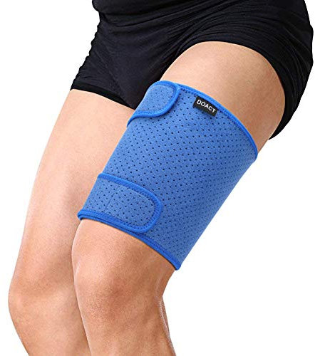 Doact Thigh Brace Support for Hamstring Quad Groin Pain Relief, Adjustable Compression Sleeve Wrap with Non-Slip Strap for Pulled Hamstring, Inflammation, Tendon, Torn Muscle