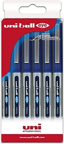 uni-ball UB-150 Lot de 6 rouleaux d'encre liquide Bleu