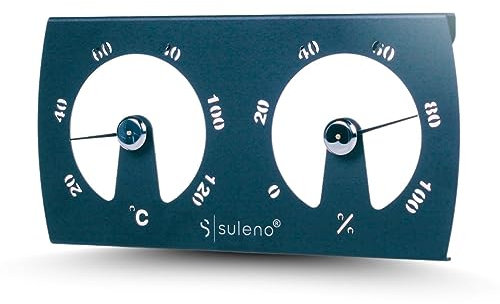 SULENO - Sauna Klimamesser KJELL, Saunazubehör, Thermometer 20-120 °C, Hygrometer 0-100%, Sauna Zeitmesser, Zeitmessgerät (Schwarz)