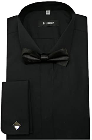 HUBER Smokinghemd schwarz mit Fliege schwarz u. Mansch.knopf XL