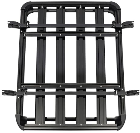 Groß Schwarz Auto Aluminium Universal Dachgepäckträger Korb Wanne Fracht Relingträger Mit Bars