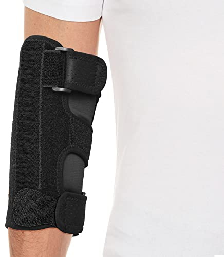 Codera para atrapamiento del nervio cubital, soporte ajustable de túnel cubital con 2 férulas de metal extraíbles para dormir, inmovilizador de codo para síndrome del túnel cubital, soporte para