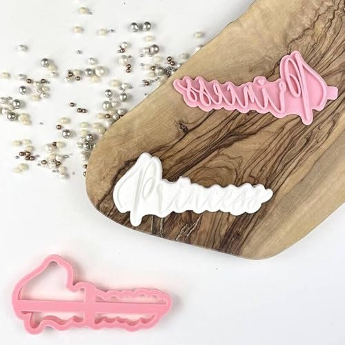 LissieLou Princess with Heart Cookie Cutter and Stamp by Catherine Marie Cake Icing Stamp Fondant Embosser New Home Theme - Light Pink