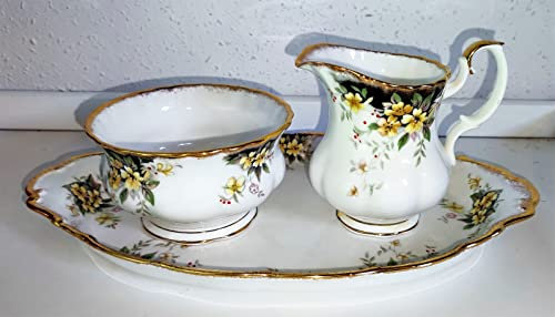 Royal Albert Royal Ascot: Jarra de leche y azucarero en bandeja, blanco, 1 ml, porcelana, clásico, colectivo, juego de té