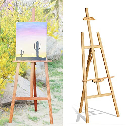 Cavalletto da studio per artista, cavalletto per pittura, 1,5 m, in legno, con telaio ad A, pieghevole, in tela, supporto da pavimento, treppiede regolabile, supporto per esposizione di matrimoni