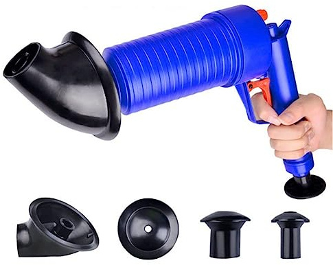 Air Drain Blaster - High-Pressure Powerful Clog Remover Tool for Toilets, Sinks, Showers, and Pipes | Air-Powered Plunger Blaster Gun for Kitchen, Bathroom, and Drain Cleaning