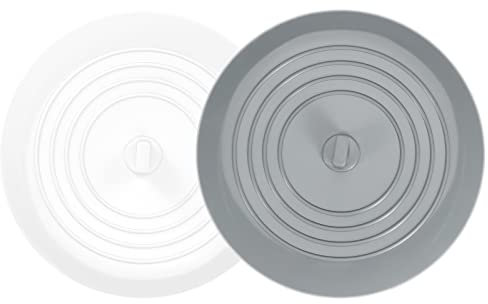 2PCS Universal Bath Stopper, 6 Recyclable Silicon Drain Stopper | Upgraded Plug Cover for Kitchen Sink & Basin, Bathrooms and Laundries(White+Grey)