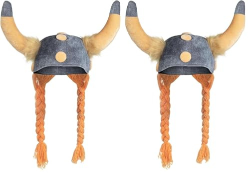 Boland 01296 - Casque gaulois, chapeau en tissu, viking, guerrier, tresses souples, romain, carnaval, halloween, carnaval, fête à thème, déguisement, théâtre, couvre-chef (Lot de 2)