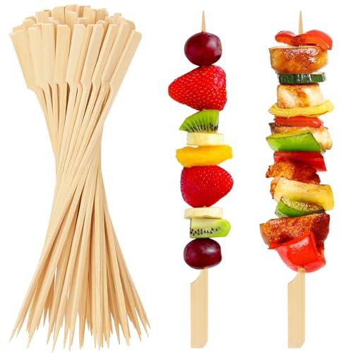 FATLODA 25,4 cm Cocktailspieße aus Bambus für Vorspeisen, 100 Stück Paddel-Holzspieße, ausgefallene flache Zahnstocher für Vorspeisen, Party, Sandwich, Obst, Charcuterie