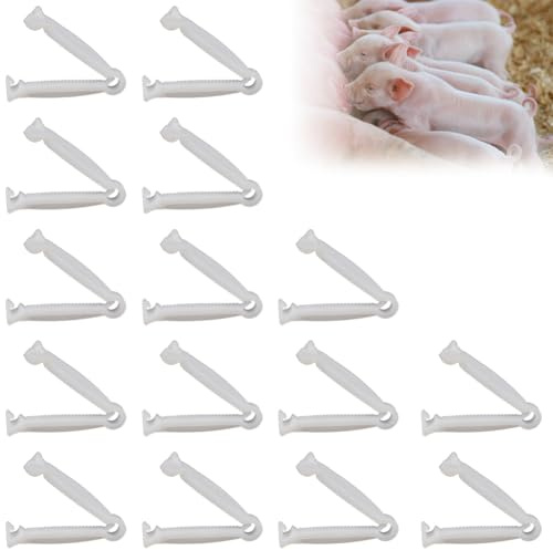 Pinces Cordon Ombilical, Cordon Ombilical Pinces Kits de Mise Bas, Clip de Cordon Ombilical en Plastique, Pince à Cordon Ombilical Blanche, pour Chiots, Chatons, Cochons, 15 Pièces