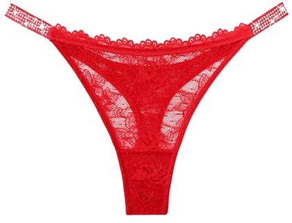 Avidlove Lace Thongs for Women Underwear Shine G String Panties 1 Pack L