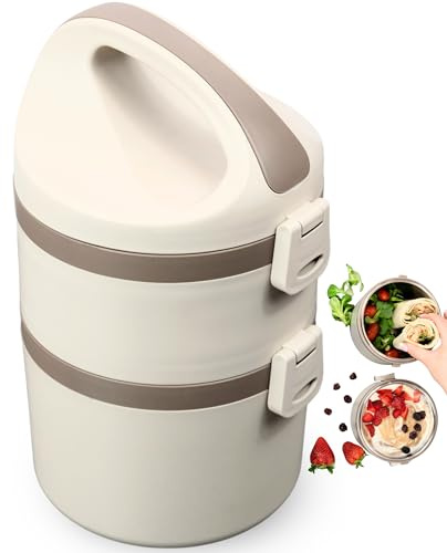 FRADABOX® Bento Lunchbox „Blair“, 2 Etagen, Premium Edelstahl Dose isoliert mit Fächern, Meal Prep Bento Box, Brot Joghurt und Salat, Brotdose groß für Erwachsene, spülmaschinenfest und auslaufsicher