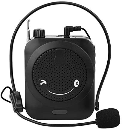 Tragbarer Sprachverstärker für Lehrer Professioneller Sprachverstärker-Mini-Voice-Lautsprecher mit Earhaok-Mikrofon-Unterstützung Fm Radio / One-Tasten Aufnahme for Lehrer Kraftvoller Sound, leicht zu