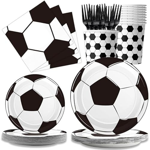 LGWJHCY Football Party Set - 60 Pieces Reusable Tableware With Paper Plates, Napkins, Cups for Football Themed Party Decorations