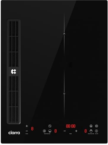 CIARRA CBBEH392B Placa Inducción con Extractor Integrado 39cm | Placa de inducción 2 placas| 3200W | Booster