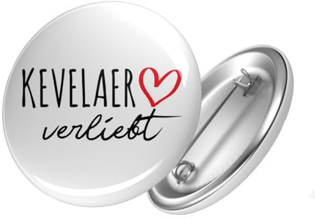 Huuraa Button Kevelaer verliebt Ansteck Pin Größe 59mm mit Namen deiner Lieblingsstadt in Nordrhein-Westfalen Geschenk Idee für Freunde und Familie