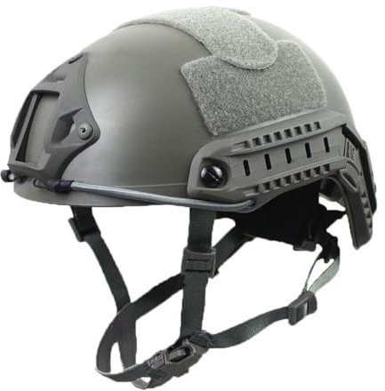 Casco tattico da uomo, rapido regolabile, impermeabile, leggero, per fan militari, CS cosplay, attività all'aperto, circonferenza della testa: 52-60 cm, grigio