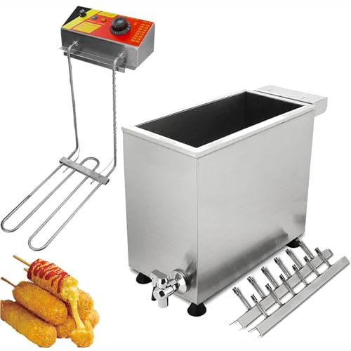 guoyjmm Máquina para freír palitos de Perritos Calientes con Queso de 25 l, freidora para Perritos Calientes, máquina eléctrica Comercial para Hacer palitos de Perritos Calientes con Queso, 3000 W