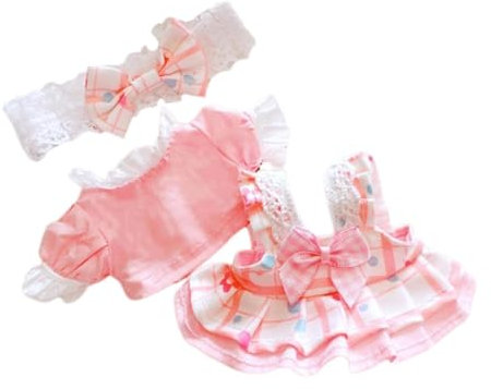 EHJRE Puppenkleid, Puppenkleidung, Anzug, Kostüm, 17 cm, Mini-Puppenkleidung für 17 cm große Puppen, Rosa