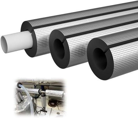 Aluminiumfolien Rohrisolierung Dicke 10 mm Frostschutz Isolierrohr für den Außenbereich ID 20 27 34 43 48 60 mm Selbstklebendes Rohrschale für Heizungsrohre HVAC Außenklimaanlagen(60 mm x 10 mm x 90 c
