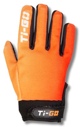 Ti-GO Kids Long Finger Riding Gloves - Anti-Slip Cycling Glove for Children - Padded Grip, Velcro Closure - Toddler Sports Accessories and Outdoor Safety Gear - Pair 4-5 Turbo Orange