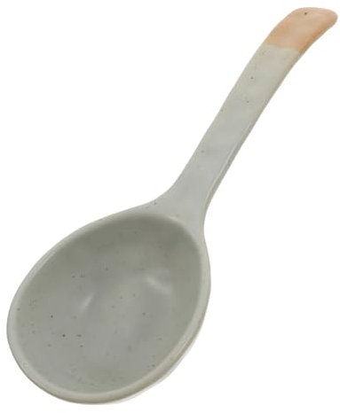 LALADEFIEE Ceramic Soup Spoon Long Handle Japanese Style Oriental Dumpling Spoon for Wonton Noodles Decorative Kitchen Utensil