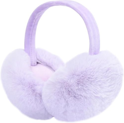 VUCDXOP Cache-oreilles pour femme - Cache-oreilles d'hiver pour femme - Amovible et lavable - En peluche - Cache-oreilles pour l'extérieur - Cache-oreilles pliables - Cache-oreilles pour femme, lilas,