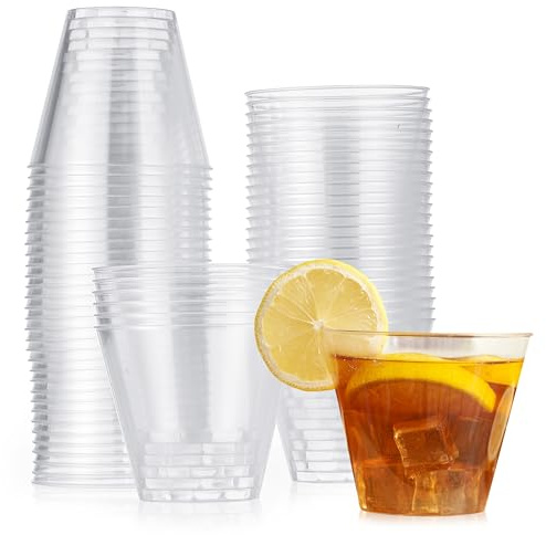 MATANA 180 Clear Hard Plastic Cups, Tumblers for Cocktails, Champagne, Wine & Desserts (255ml/9oz) - Weddings, Birthdays, Christmas, Parties - Elegant, Sturdy & Reusable