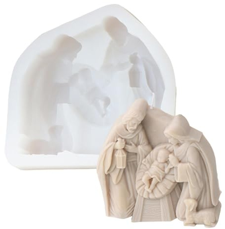 Moul de crèche de Noël en silicone, résine époxy et plâtre, moule multifonctionnel